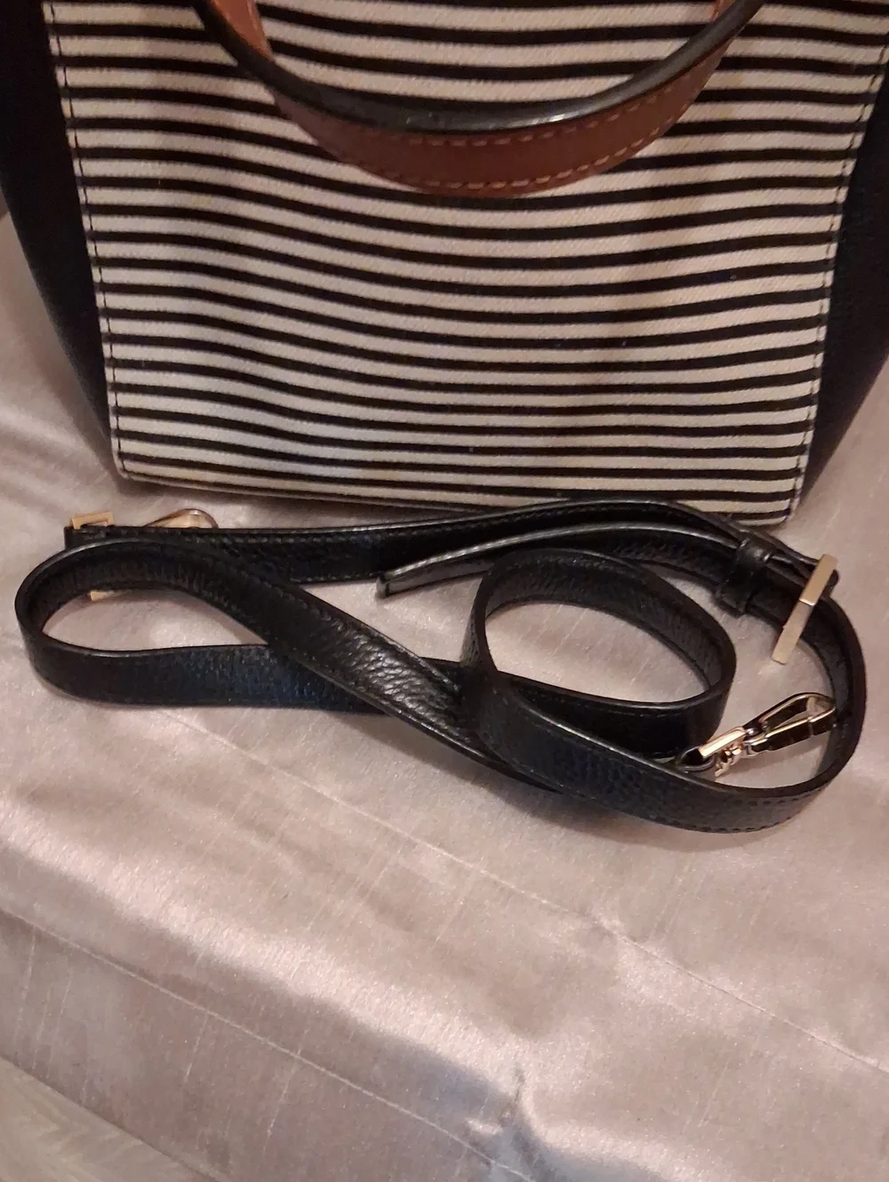 kate spade Vintage Black And White Stripes Tote.